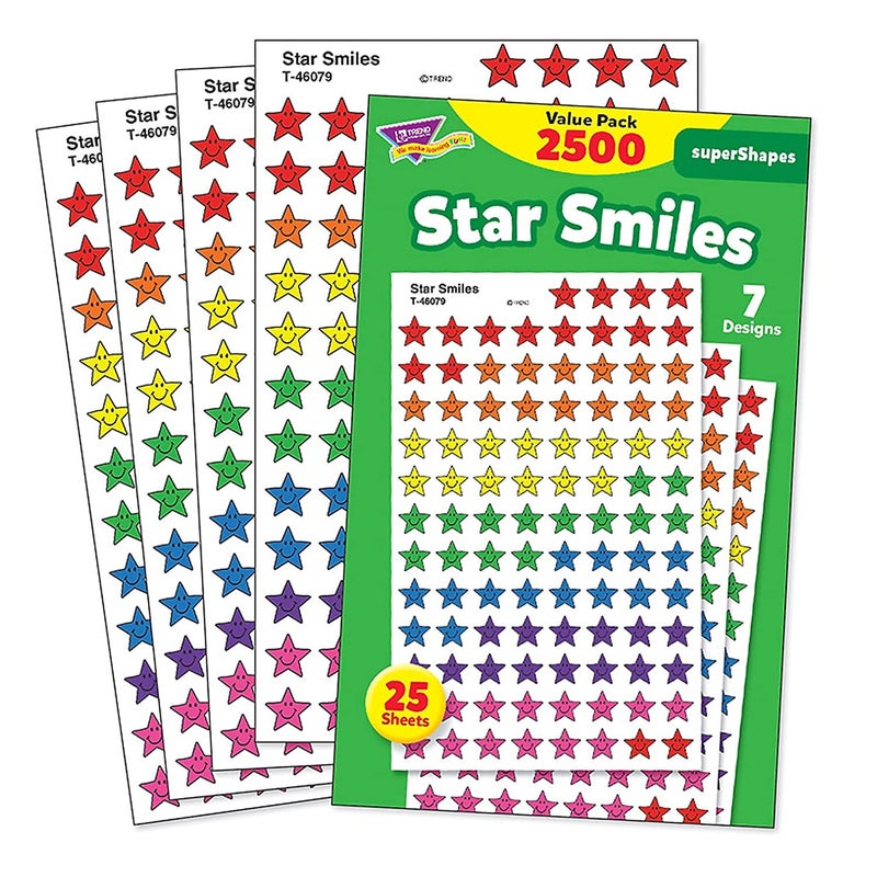 TREND ENTERPRISES, INC. T-46917 Star Smiles superShapes Stickers Value Pack, 2500/Pack - Image 2